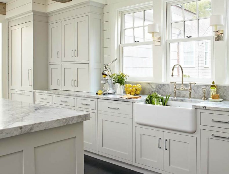 This contemporary kitchen is style inspiration with its simplistic color palette, custom cabinetry and countertops.
